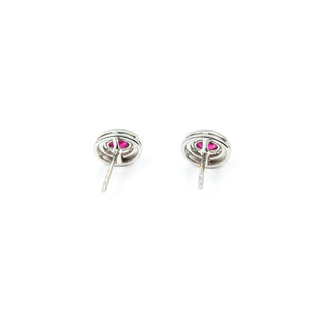 Earrings Stud .22ctw Round Diamonds .97ctw Ruby 9x7mm 14kw 124064158