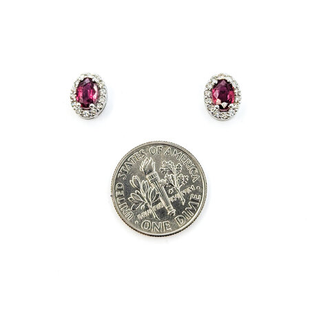 Earrings Stud .22ctw Round Diamonds .97ctw Ruby 9x7mm 14kw 124064158