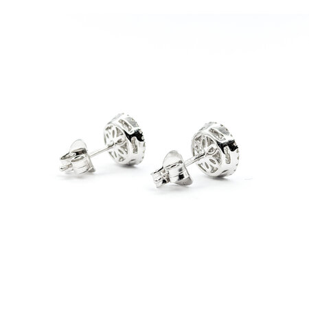 Earrings Stud .73ctw Round/Baguette Diamonds Cocktail 14kw 9.25mm 124064006