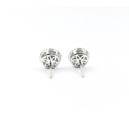 Earrings Stud .73ctw Round/Baguette Diamonds Cocktail 14kw 9.25mm 124064006