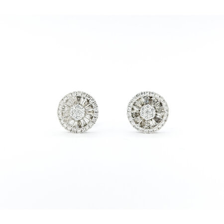 Earrings Stud .73ctw Round/Baguette Diamonds Cocktail 14kw 9.25mm 124064006