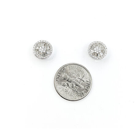 Earrings Stud .73ctw Round/Baguette Diamonds Cocktail 14kw 9.25mm 124064006