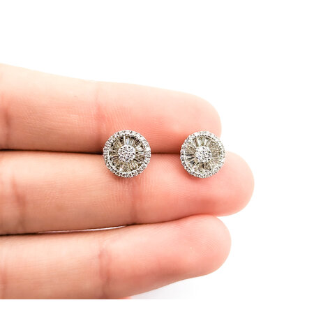 Earrings Stud .73ctw Round/Baguette Diamonds Cocktail 14kw 9.25mm 124064006