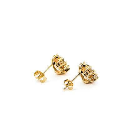 Earrings Halo .55ctw Round Diamonds Friction Back 1.00ctw Sapphires 11x9mm 14ky 224064164