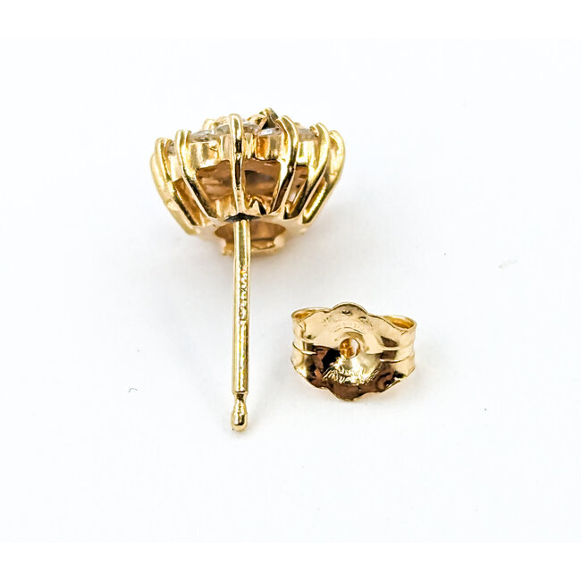 Earrings Halo .55ctw Round Diamonds Friction Back 1.00ctw Sapphires 11x9mm 14ky 224064164