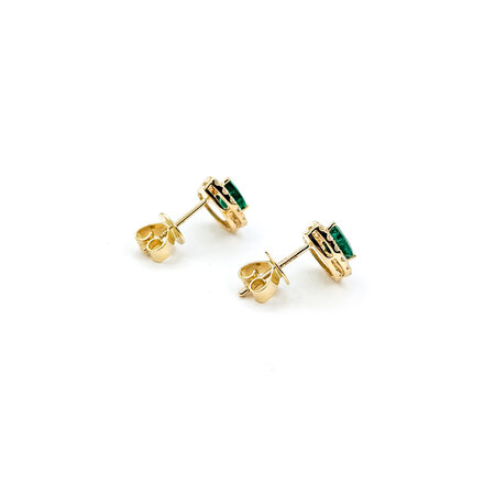 Earrings Stud .32ctw Round Diamonds .72ctw Emeralds 10x8mm 14ky 124064151