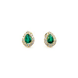  Earrings Stud .32ctw Round Diamonds .72ctw Emeralds 10x8mm 14ky 124064151