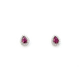  Earrings Stud .32ctw Round Diamonds .68ctw Rubies 10x8mm 14kw 124064153