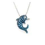  Necklace Dolphin Diamond Fashion .91ctw Round Diamonds 14kw 18"" 1.25mm 124062004