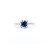  Ring Halo .30ctw Round Diamonds .95ct Sapphire 14kw sz7.5 7.7x7.7mm 124060171