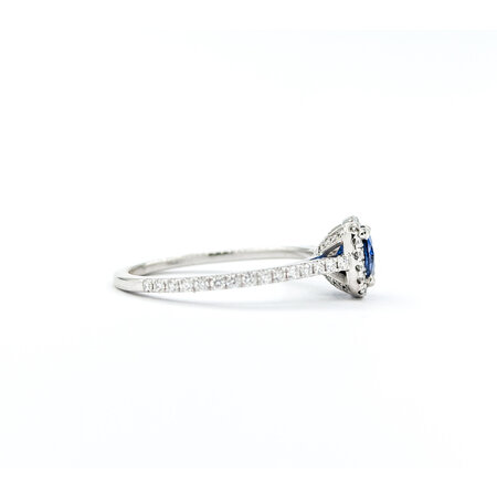 Ring Halo .30ctw Round Diamonds .95ct Sapphire 14kw sz7.5 7.7x7.7mm 124060171