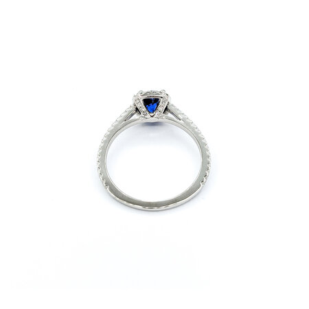 Ring Halo .30ctw Round Diamonds .95ct Sapphire 14kw sz7.5 7.7x7.7mm 124060171