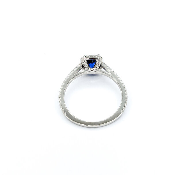 Ring Halo .30ctw Round Diamonds .95ct Sapphire 14kw sz7.5 7.7x7.7mm 124060171