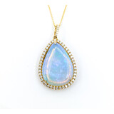  Pendant Halo .54ctw Round Diamonds 12.37ct Opal 35x20mm 14ky 16-18"" 224061262