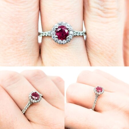 Ring .70ctw Round Diamonds .54ct Ruby 14kw sz6 8.3mm 124060231