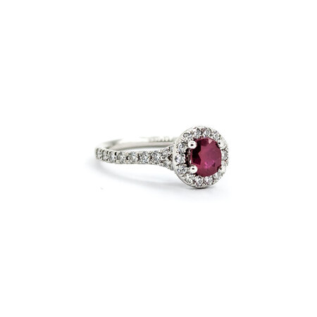 Ring .70ctw Round Diamonds .54ct Ruby 14kw sz6 8.3mm 124060231