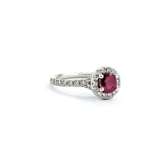 Ring .70ctw Round Diamonds .54ct Ruby 14kw sz6 8.3mm 124060231