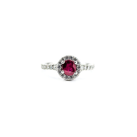 Ring .70ctw Round Diamonds .54ct Ruby 14kw sz6 8.3mm 124060231