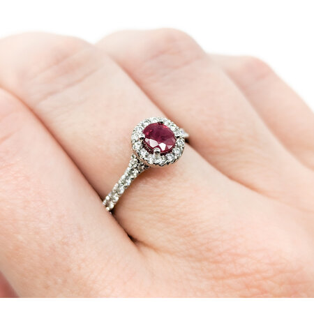 Ring .70ctw Round Diamonds .54ct Ruby 14kw sz6 8.3mm 124060231