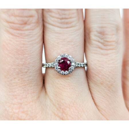 Ring .70ctw Round Diamonds .54ct Ruby 14kw sz6 8.3mm 124060231