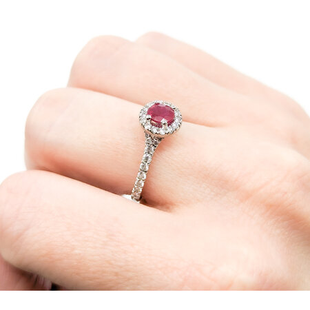 Ring .70ctw Round Diamonds .54ct Ruby 14kw sz6 8.3mm 124060231