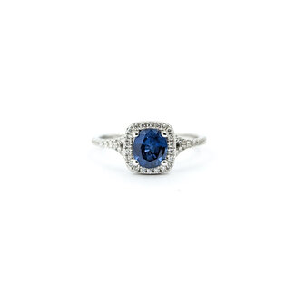 Ring .37ctw Round Diamonds 1.22ct Sapphire 14kw sz7.5 9mm 124060233