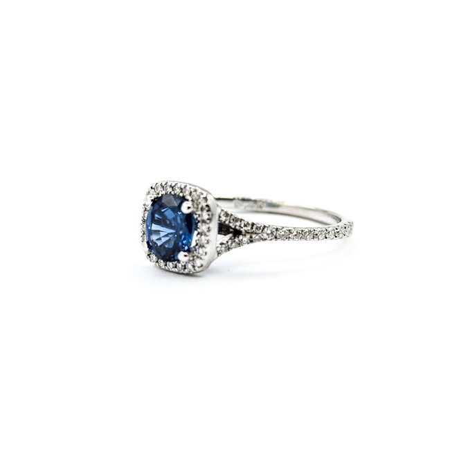 Ring .37ctw Round Diamonds 1.22ct Sapphire 14kw sz7.5 9mm 124060233