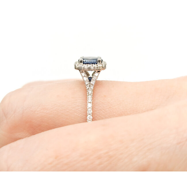 Ring .37ctw Round Diamonds 1.22ct Sapphire 14kw sz7.5 9mm 124060233