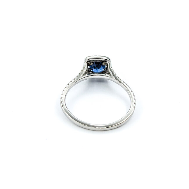 Ring .37ctw Round Diamonds 1.22ct Sapphire 14kw sz7.5 9mm 124060233