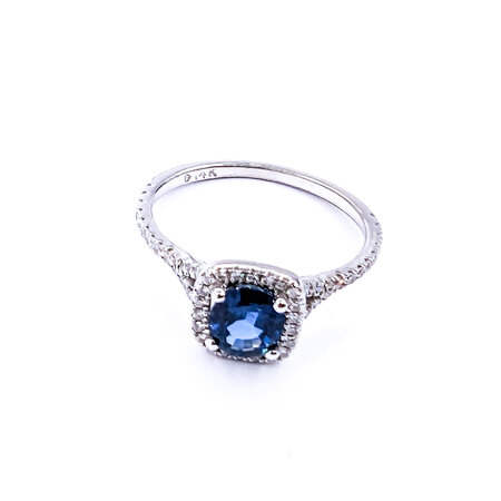 Ring .37ctw Round Diamonds 1.22ct Sapphire 14kw sz7.5 9mm 124060233