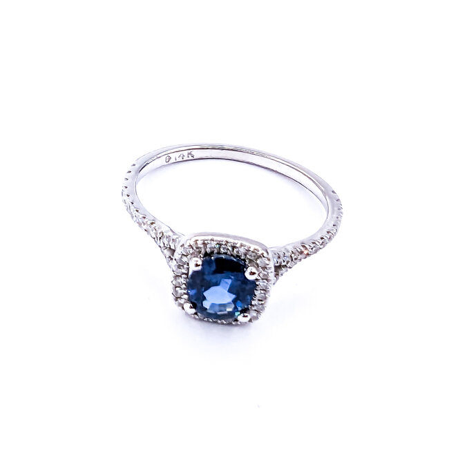 Ring .37ctw Round Diamonds 1.22ct Sapphire 14kw sz7.5 9mm 124060233