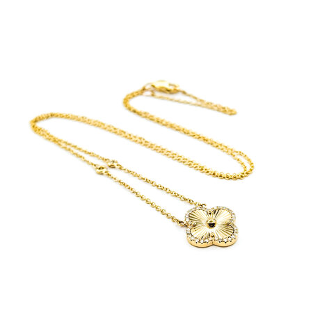 Necklace Quatrefoil Diamond Fashion .17ctw Round Diamonds 14ky 16-18" 1mm 124062001