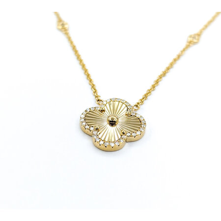 Necklace Quatrefoil Diamond Fashion .17ctw Round Diamonds 14ky 16-18" 1mm 124062001