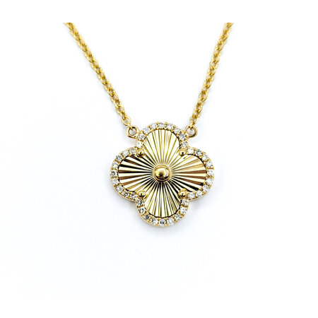 Necklace Quatrefoil Diamond Fashion .17ctw Round Diamonds 14ky 16-18" 1mm 124062001