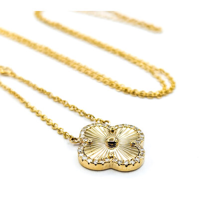 Necklace Quatrefoil Diamond Fashion .17ctw Round Diamonds 14ky 16-18" 1mm 124062001