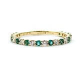  Ring Shared Prong .32ctw Round Diamonds .34ctw Emerald 14ky sz7.5 124060237