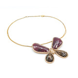  Necklace Butterfly 31.50ctw Rubies 24ctw Brown Sapphires 3.34ctw White Sapphire 14ky 2.2x2" 224062254