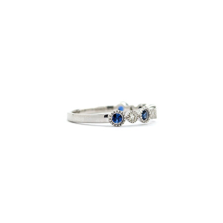 Ring Milgrain .20ctw Round Diamonds .28ctw Blue Sapphires 14kw sz7 124060235