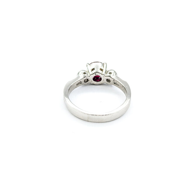 Ring .64ctw Round & Baguette Diamonds 1.27ct Ruby 950pt sz7 2.6mm 124060197
