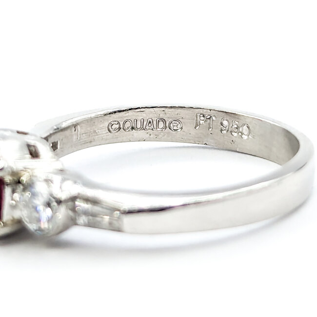 Ring .64ctw Round & Baguette Diamonds 1.27ct Ruby 950pt sz7 2.6mm 124060197