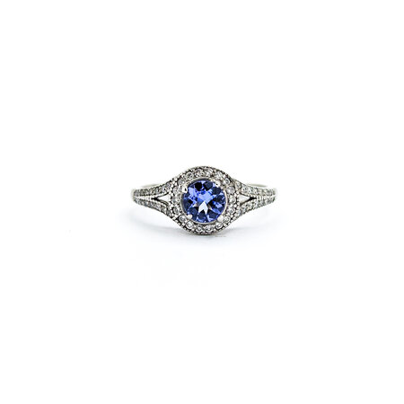 Ring .25ctw Round Diamonds .45ct Tanzanite 14kw sz6.5 8.5mm 124060221