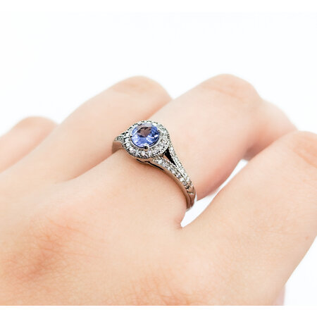 Ring .25ctw Round Diamonds .45ct Tanzanite 14kw sz6.5 8.5mm 124060221