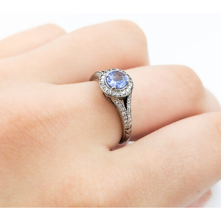 Ring .25ctw Round Diamonds .45ct Tanzanite 14kw sz6.5 8.5mm 124060221