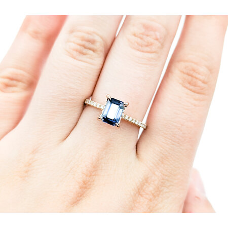 Ring .40ctw Round Diamonds 1.48ct Sapphire 18kr sz7.5 1.6mm 124060188