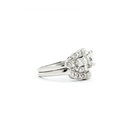 Ring Set Mid Century 1.00ct Transitional Cut Diamond .60ctw Diamonds Platinum sz5 224060752