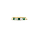  Ring Shared Prong .22ctw Round Diamonds .27ctw Emeralds 14ky sz7.5 124060241