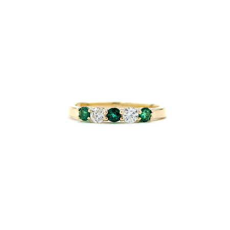 Ring Shared Prong .22ctw Round Diamonds .27ctw Emeralds 14ky sz7.5 124060241