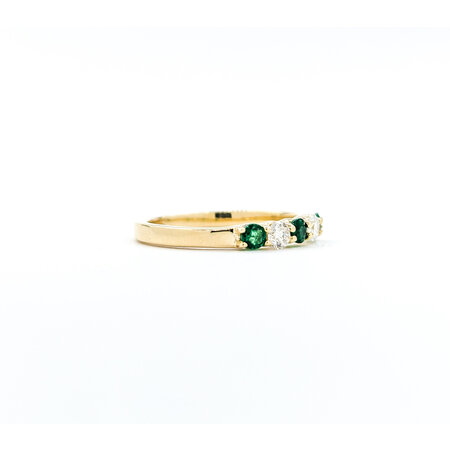 Ring Shared Prong .22ctw Round Diamonds .27ctw Emeralds 14ky sz7.5 124060241