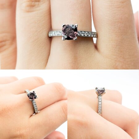 Ring .20ctw Round Diamonds 1.40ctw Color-Change Garnet 14kw sz8 124040185
