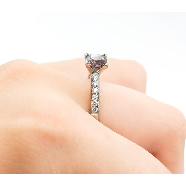 Ring .20ctw Round Diamonds 1.40ctw Color-Change Garnet 14kw sz8 124040185